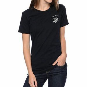 A-Lab Womens Space Or Bust Boyfriend Black T-Shirt New